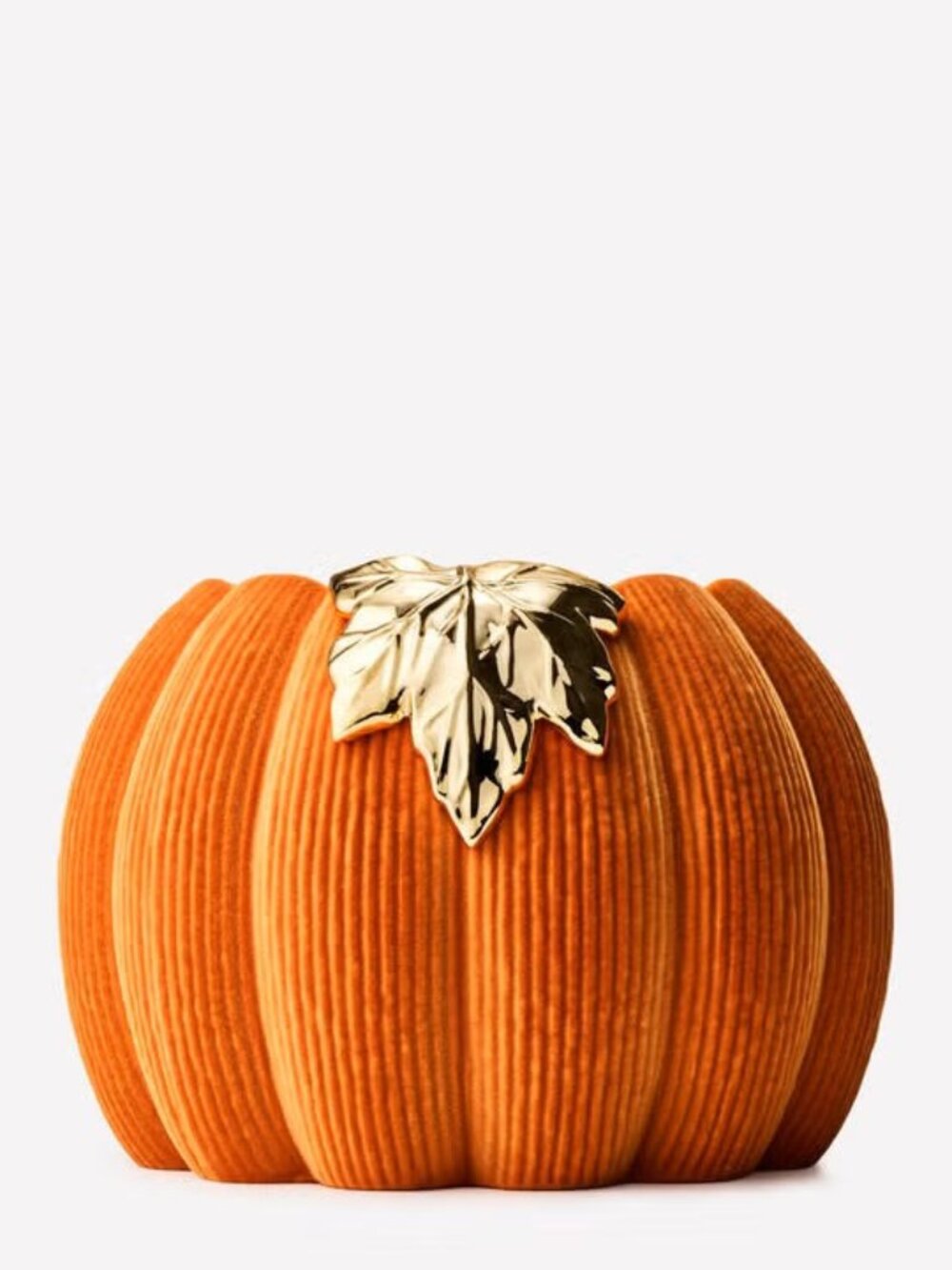 Bath and Body" Orange Corduroy Pumpkin 3 Wick Candle Holder "NWT